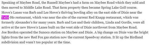 Tally-Ho Restaurant - Clarkston Paper Retrospective Article (newer photo)